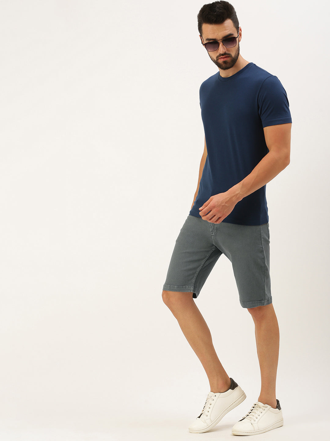 Solid Denim Shorts