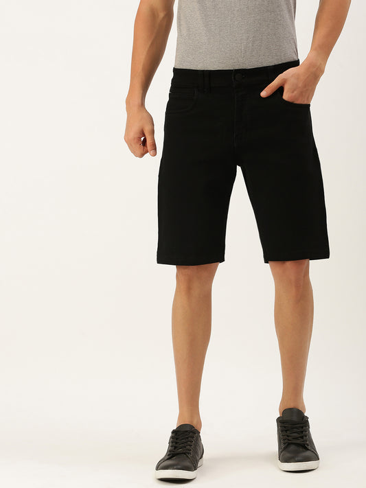 Solid Denim Shorts