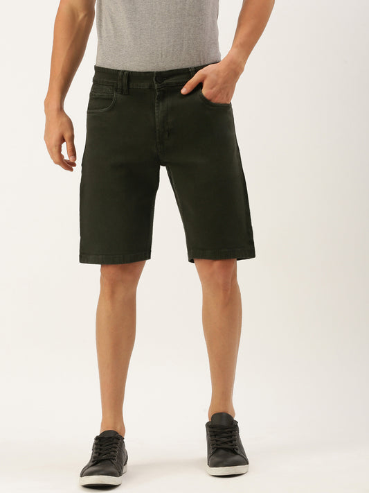 Solid Denim Shorts
