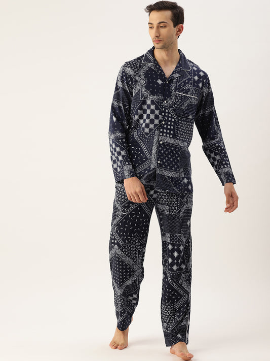 White Printed Night Suit