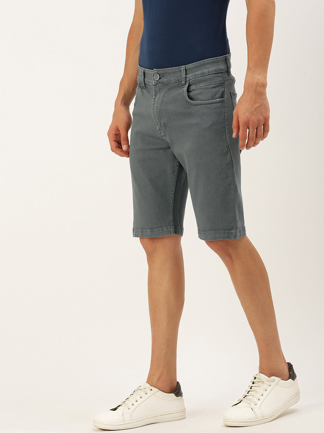 Solid Denim Shorts