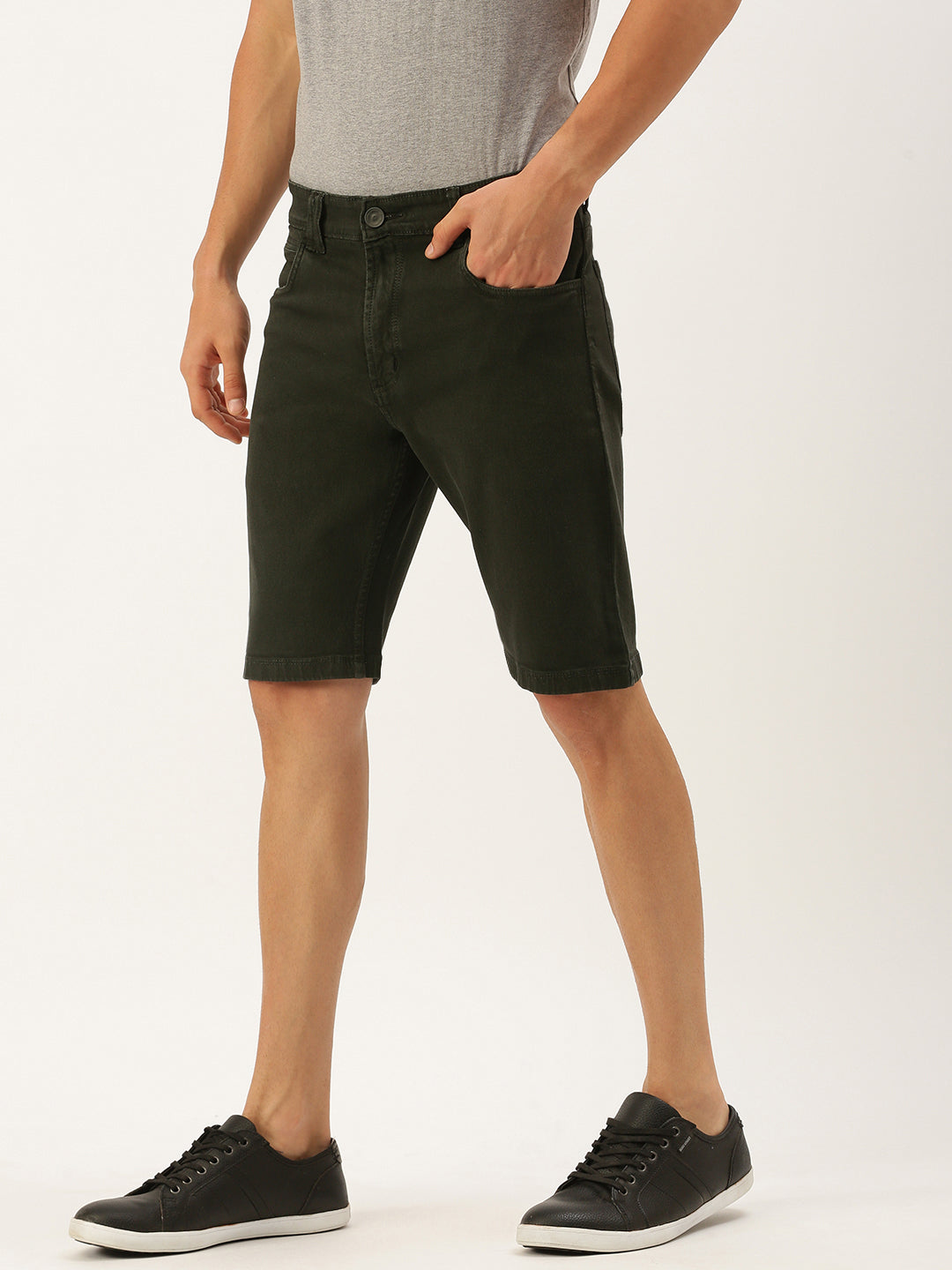 Solid Denim Shorts