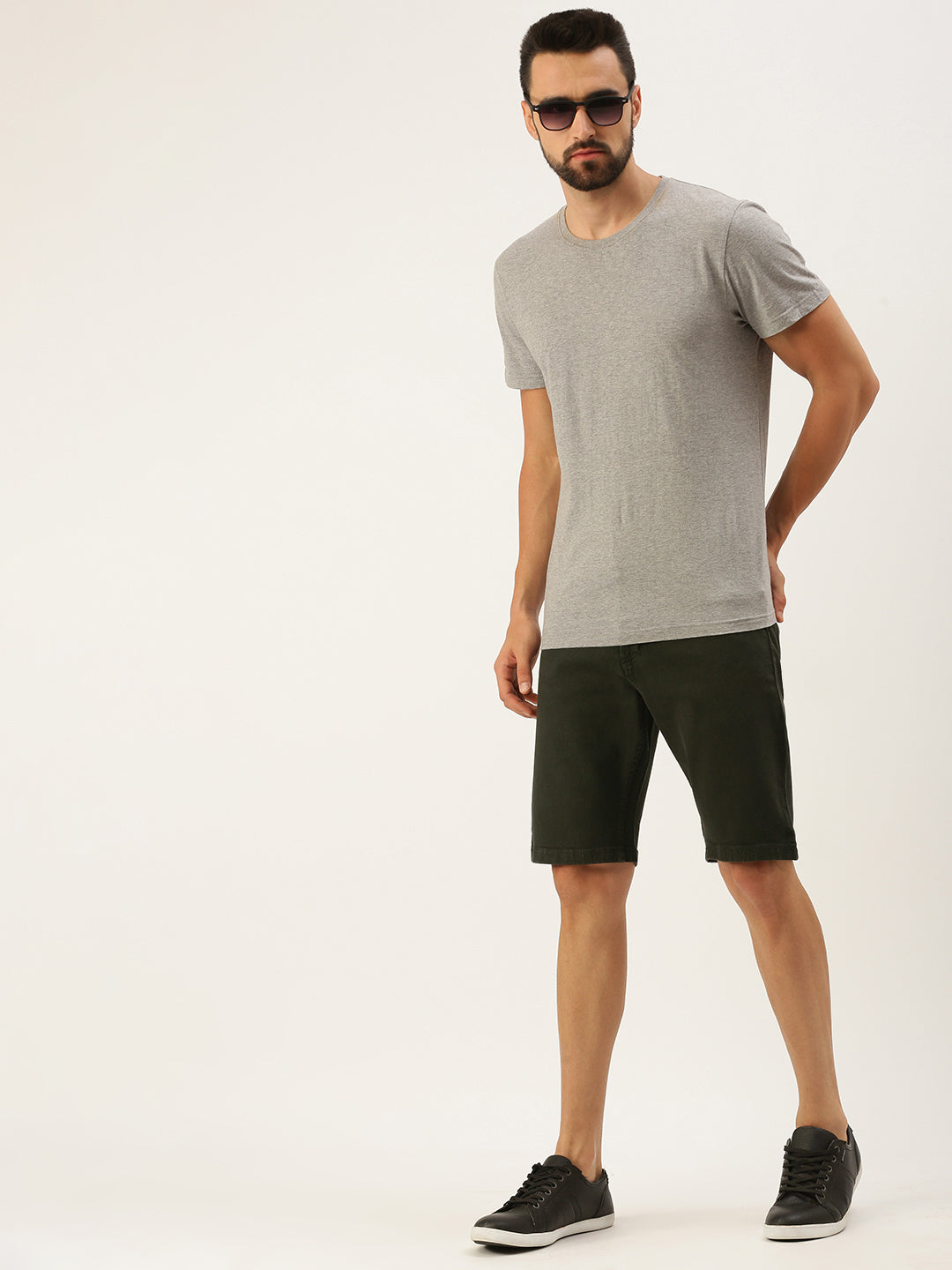 Solid Denim Shorts