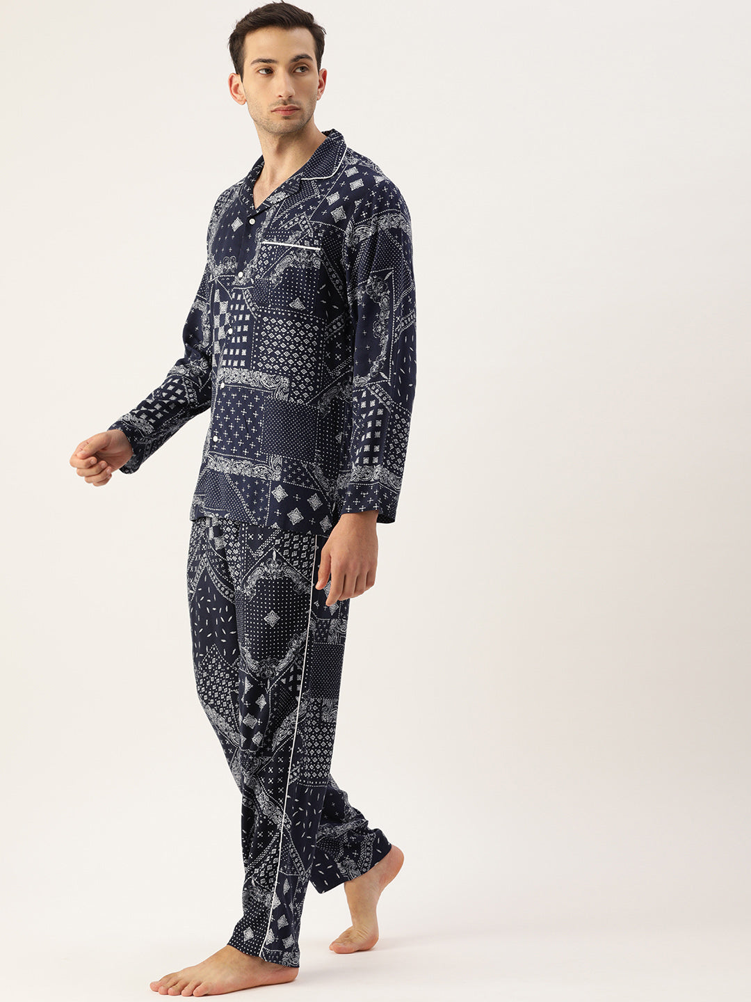White Printed Night Suit