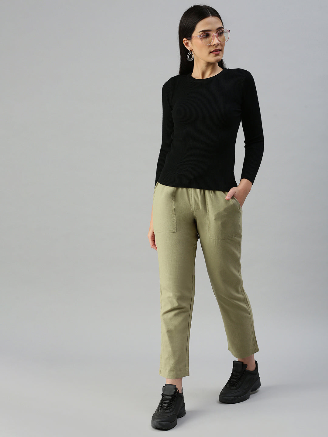 Solid Casual Trouser