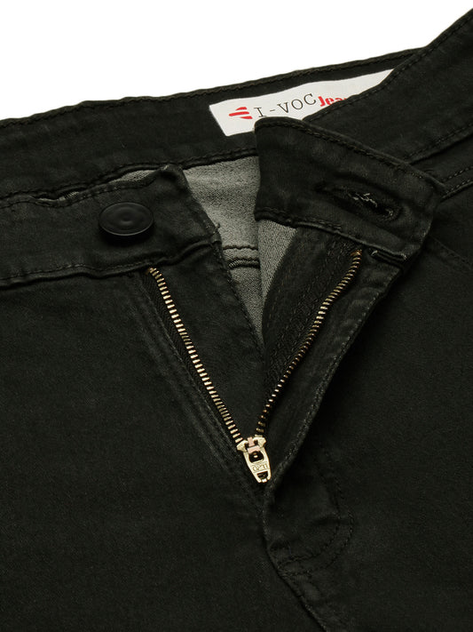 Solid Denim Shorts